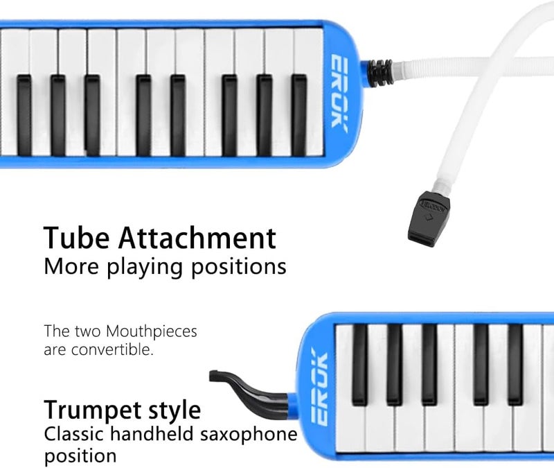 EROK 32 Keys Melodica Keyboard Instrument - Portable with Carrying Bag, Ideal for Beginners & Adults Gift (Blue) - Image 3